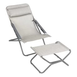 Poggiapiedi Pieghevole Lafuma Mobilier Next Batyline Duo Beige Grigio -Negozio Di Campeggio All'Aperto lmb lfm2659 9714 004