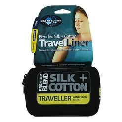 Lenzuola Da Viaggio Sea To Summit 100% Premium Blend Silk + Cotton Travel Liner Traveller Con Inserto Di Cuscino 225 Cm Blu Navy